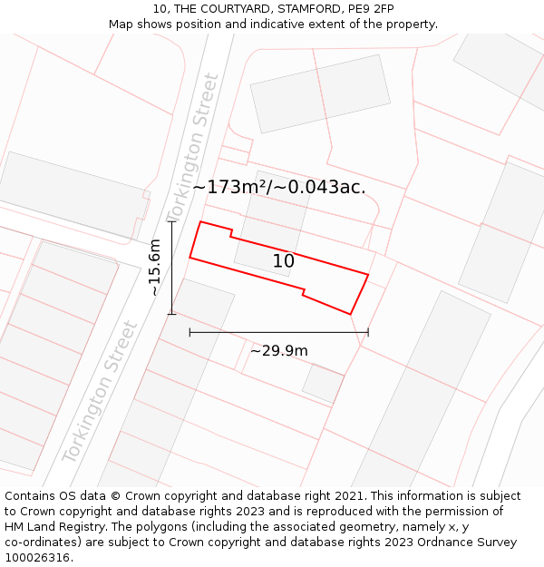 10, THE COURTYARD, STAMFORD, PE9 2FP: Plot and title map