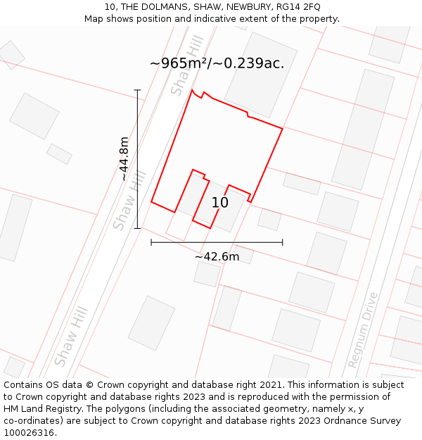 10, THE DOLMANS, SHAW, NEWBURY, RG14 2FQ: Plot and title map