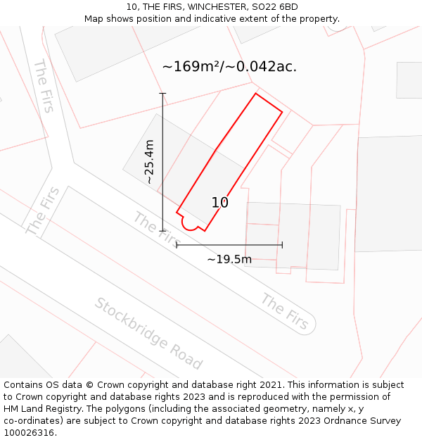 10, THE FIRS, WINCHESTER, SO22 6BD: Plot and title map