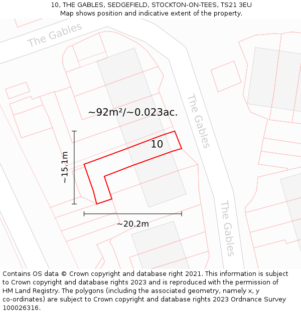 10, THE GABLES, SEDGEFIELD, STOCKTON-ON-TEES, TS21 3EU: Plot and title map