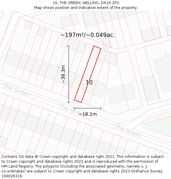 10, THE GREEN, WELLING, DA16 2PD: Plot and title map