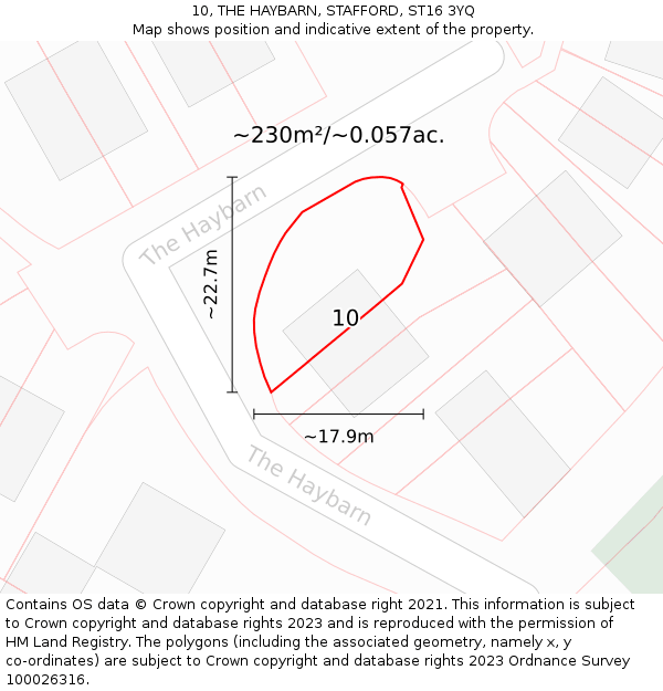 10, THE HAYBARN, STAFFORD, ST16 3YQ: Plot and title map