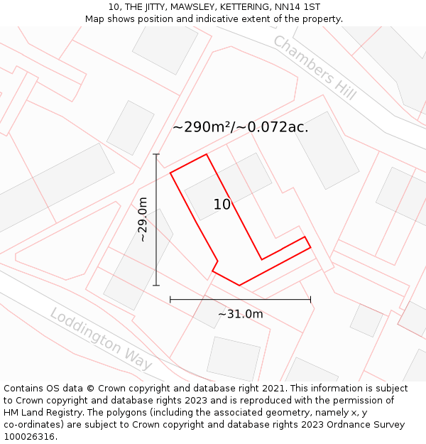 10, THE JITTY, MAWSLEY, KETTERING, NN14 1ST: Plot and title map