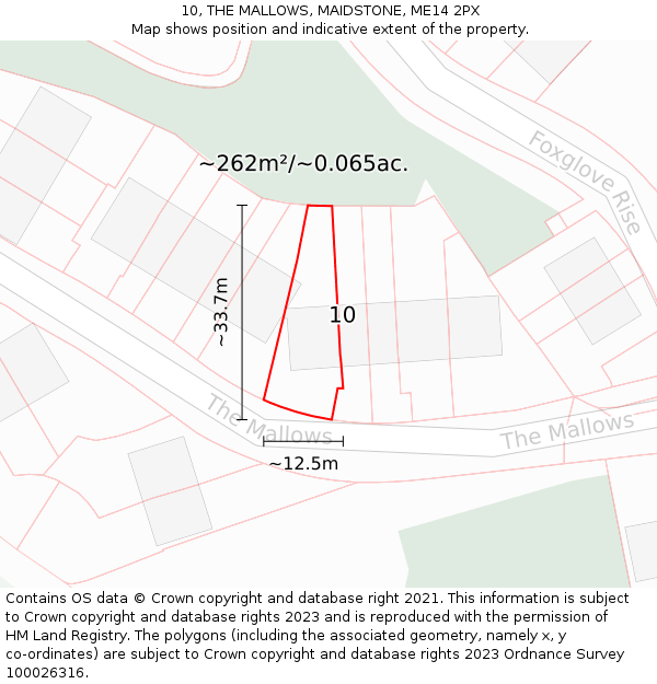 10, THE MALLOWS, MAIDSTONE, ME14 2PX: Plot and title map