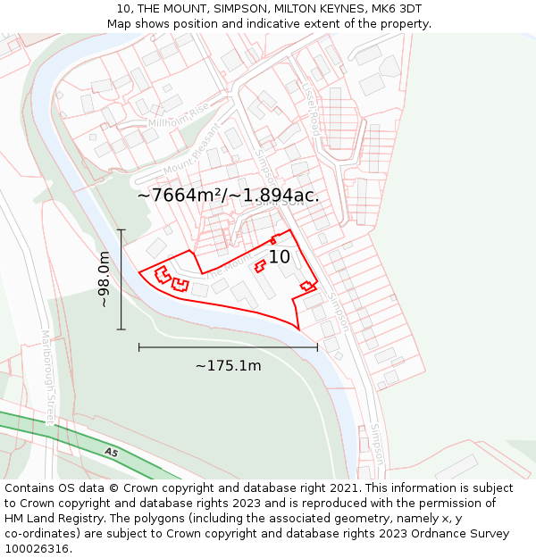 10, THE MOUNT, SIMPSON, MILTON KEYNES, MK6 3DT: Plot and title map
