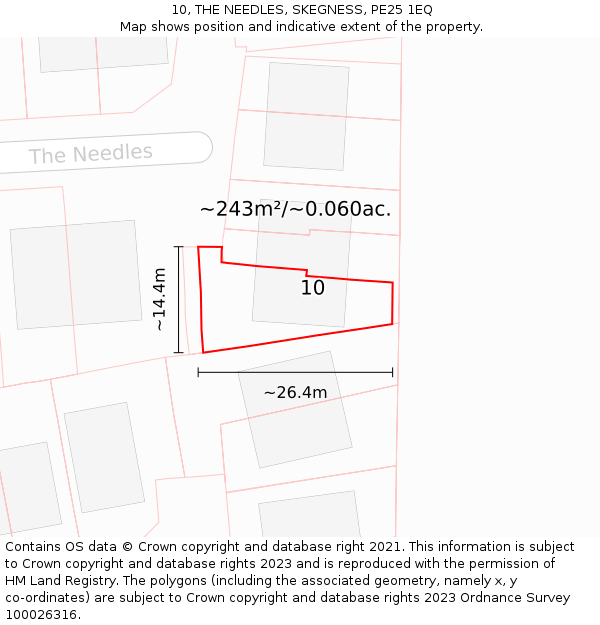 10, THE NEEDLES, SKEGNESS, PE25 1EQ: Plot and title map