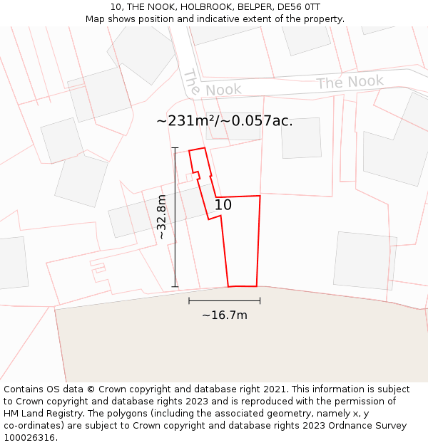 10, THE NOOK, HOLBROOK, BELPER, DE56 0TT: Plot and title map
