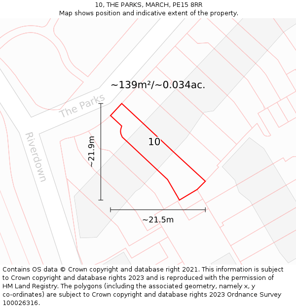 10, THE PARKS, MARCH, PE15 8RR: Plot and title map