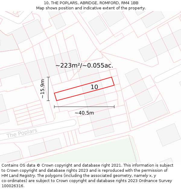 10, THE POPLARS, ABRIDGE, ROMFORD, RM4 1BB: Plot and title map