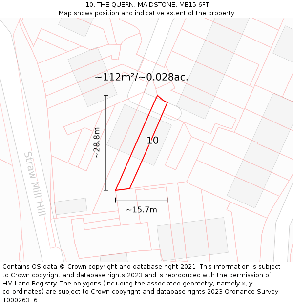10, THE QUERN, MAIDSTONE, ME15 6FT: Plot and title map