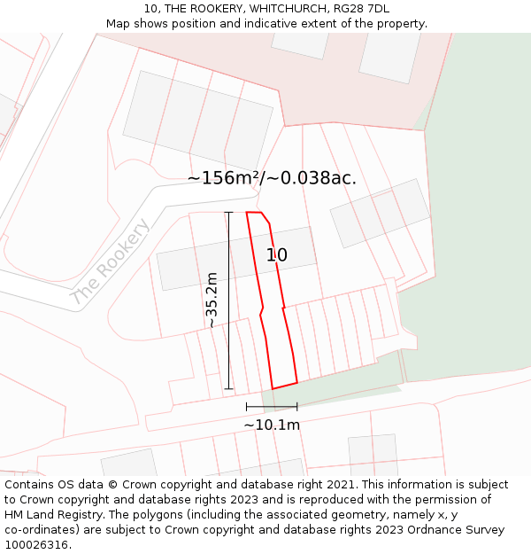 10, THE ROOKERY, WHITCHURCH, RG28 7DL: Plot and title map