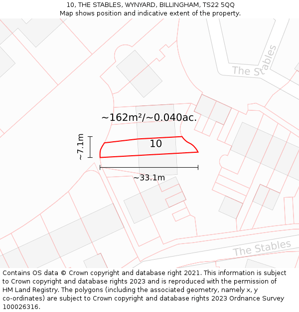 10, THE STABLES, WYNYARD, BILLINGHAM, TS22 5QQ: Plot and title map
