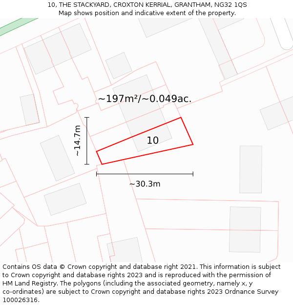 10, THE STACKYARD, CROXTON KERRIAL, GRANTHAM, NG32 1QS: Plot and title map