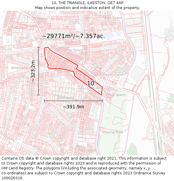 10, THE TRIANGLE, ILKESTON, DE7 4AP: Plot and title map