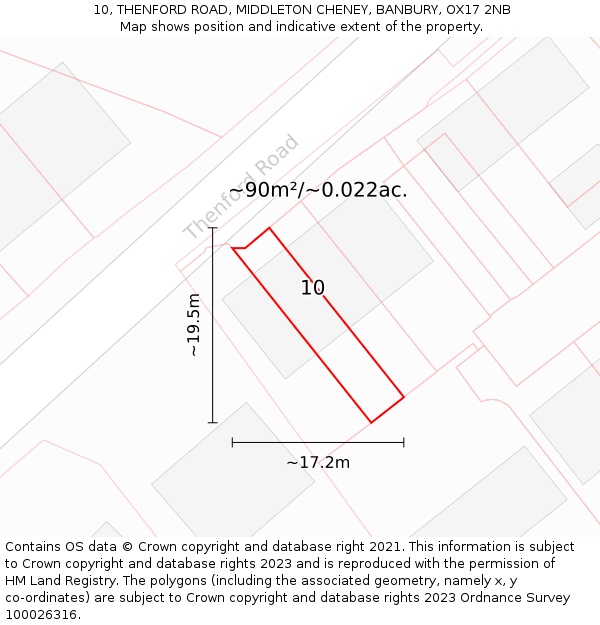 10, THENFORD ROAD, MIDDLETON CHENEY, BANBURY, OX17 2NB: Plot and title map