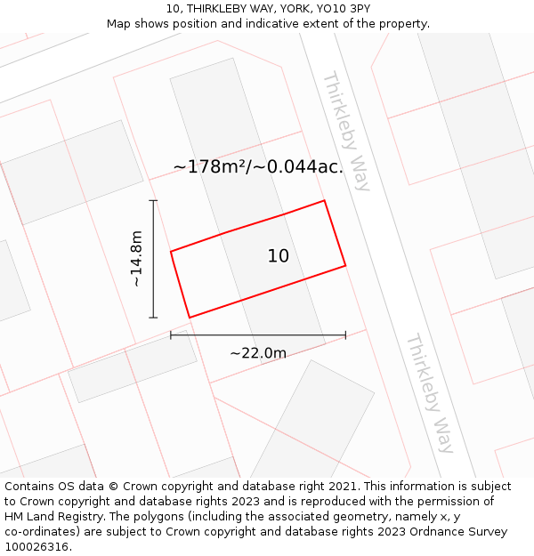 10, THIRKLEBY WAY, YORK, YO10 3PY: Plot and title map