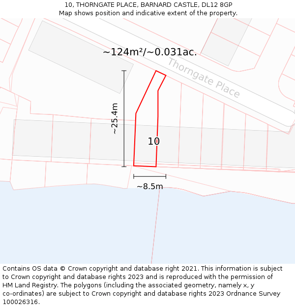 10, THORNGATE PLACE, BARNARD CASTLE, DL12 8GP: Plot and title map