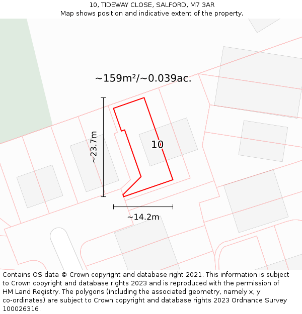 10, TIDEWAY CLOSE, SALFORD, M7 3AR: Plot and title map