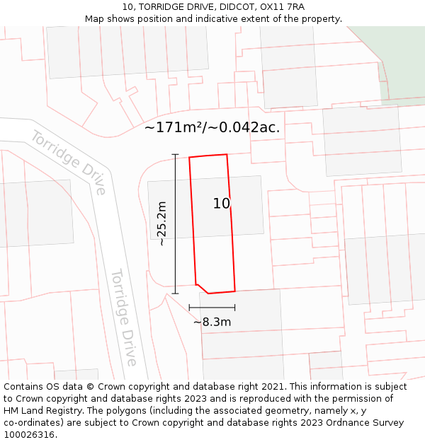 10, TORRIDGE DRIVE, DIDCOT, OX11 7RA: Plot and title map
