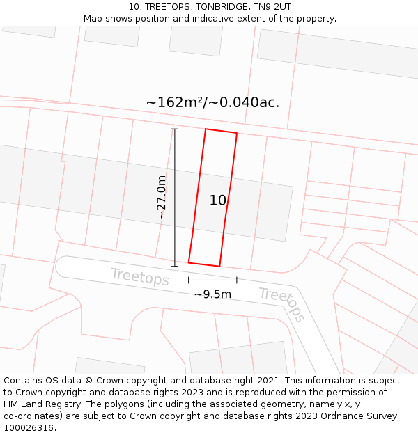 10, TREETOPS, TONBRIDGE, TN9 2UT: Plot and title map
