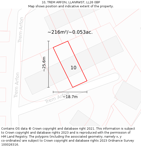 10, TREM ARFON, LLANRWST, LL26 0BP: Plot and title map