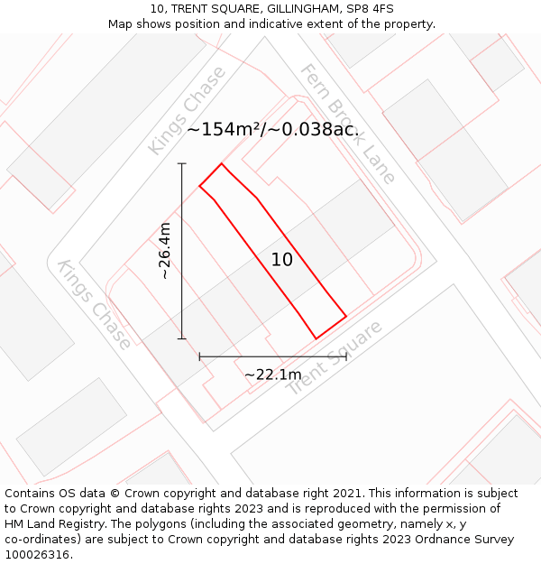 10, TRENT SQUARE, GILLINGHAM, SP8 4FS: Plot and title map