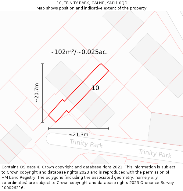 10, TRINITY PARK, CALNE, SN11 0QD: Plot and title map