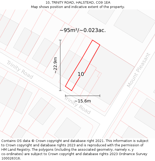 10, TRINITY ROAD, HALSTEAD, CO9 1EA: Plot and title map