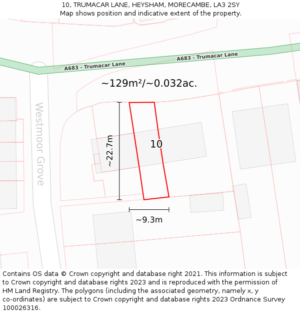 10, TRUMACAR LANE, HEYSHAM, MORECAMBE, LA3 2SY: Plot and title map