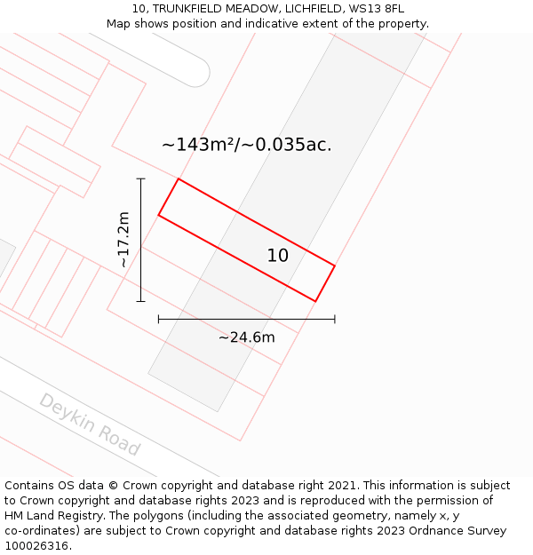 10, TRUNKFIELD MEADOW, LICHFIELD, WS13 8FL: Plot and title map