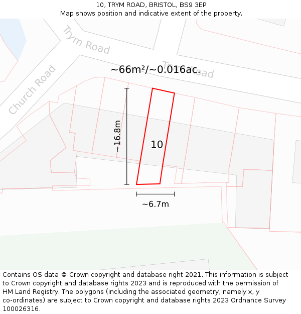 10, TRYM ROAD, BRISTOL, BS9 3EP: Plot and title map