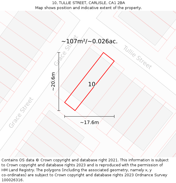 10, TULLIE STREET, CARLISLE, CA1 2BA: Plot and title map