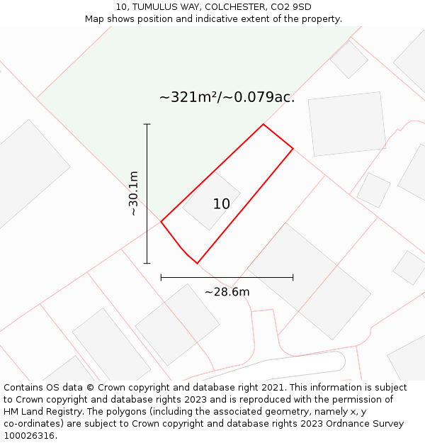 10, TUMULUS WAY, COLCHESTER, CO2 9SD: Plot and title map