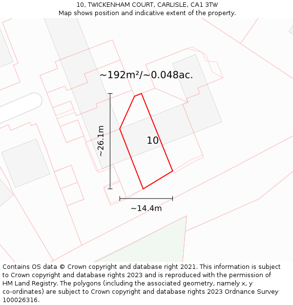 10, TWICKENHAM COURT, CARLISLE, CA1 3TW: Plot and title map
