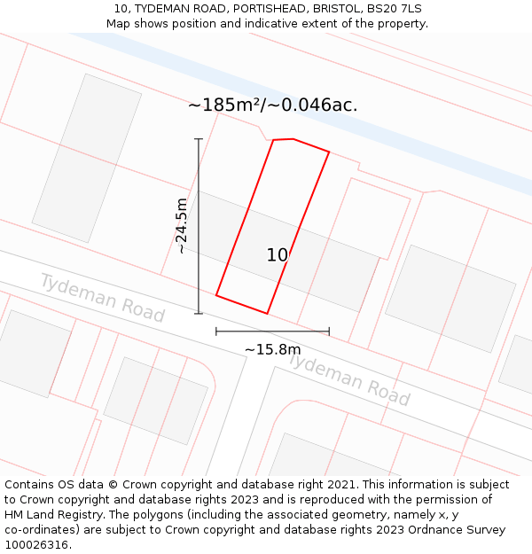 10, TYDEMAN ROAD, PORTISHEAD, BRISTOL, BS20 7LS: Plot and title map