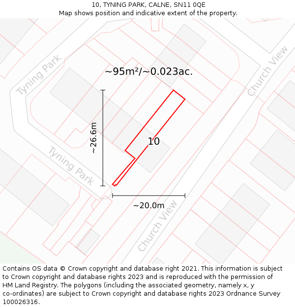 10, TYNING PARK, CALNE, SN11 0QE: Plot and title map