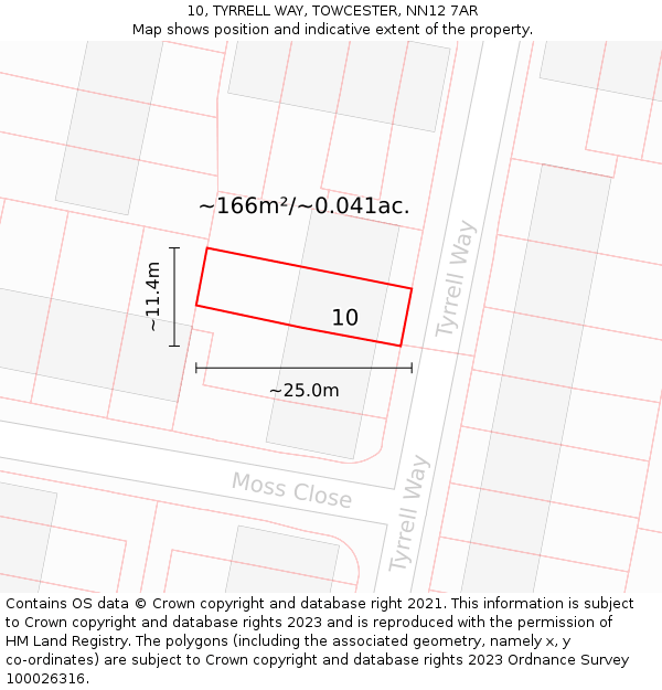 10, TYRRELL WAY, TOWCESTER, NN12 7AR: Plot and title map