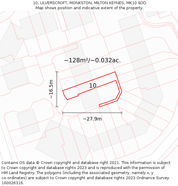 10, ULVERSCROFT, MONKSTON, MILTON KEYNES, MK10 9DD: Plot and title map