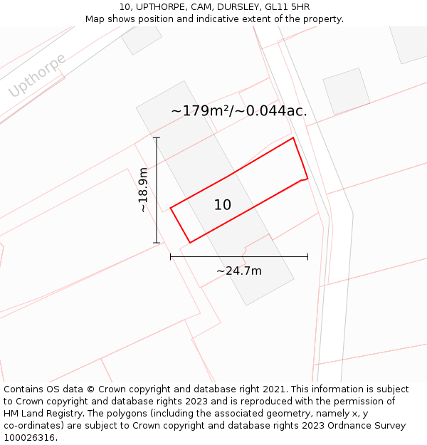 10, UPTHORPE, CAM, DURSLEY, GL11 5HR: Plot and title map