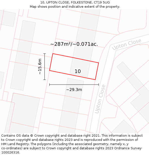 10, UPTON CLOSE, FOLKESTONE, CT19 5UG: Plot and title map
