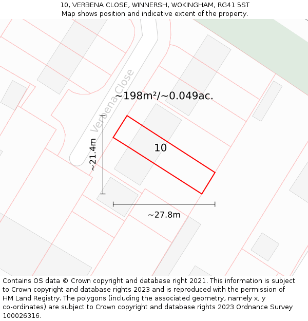 10, VERBENA CLOSE, WINNERSH, WOKINGHAM, RG41 5ST: Plot and title map
