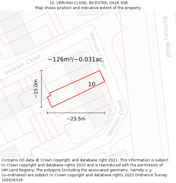 10, VERVAIN CLOSE, BICESTER, OX26 3SR: Plot and title map