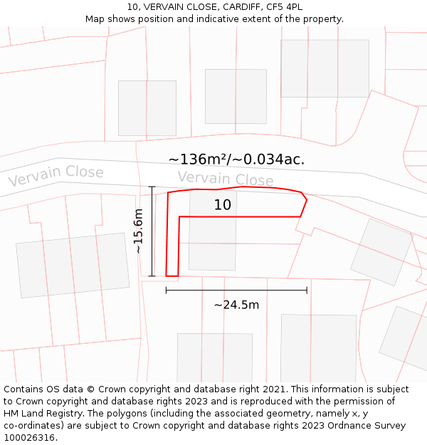 10, VERVAIN CLOSE, CARDIFF, CF5 4PL: Plot and title map