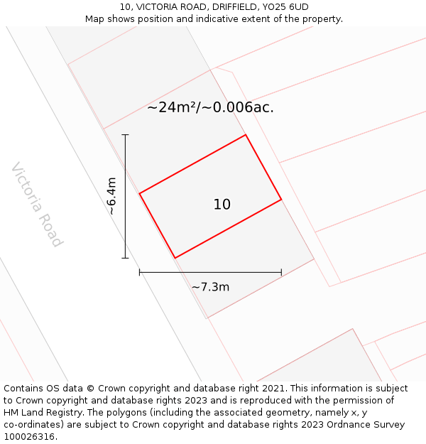 10, VICTORIA ROAD, DRIFFIELD, YO25 6UD: Plot and title map