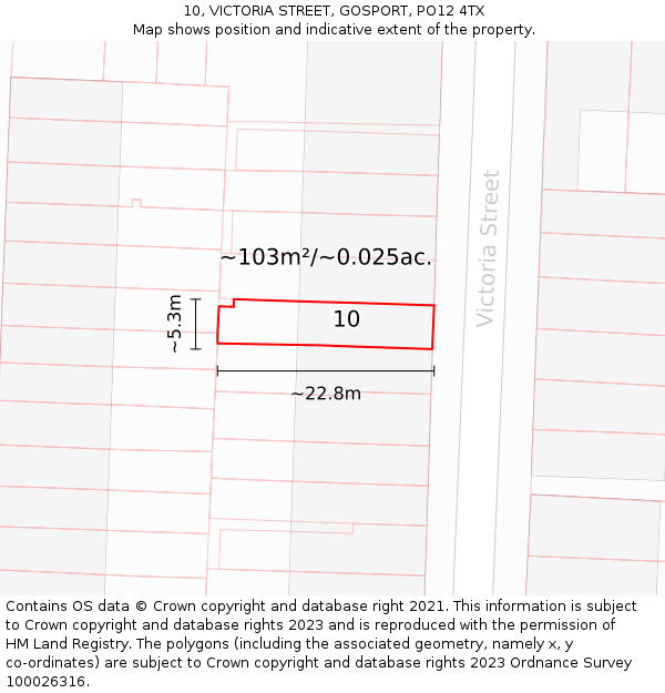10, VICTORIA STREET, GOSPORT, PO12 4TX: Plot and title map