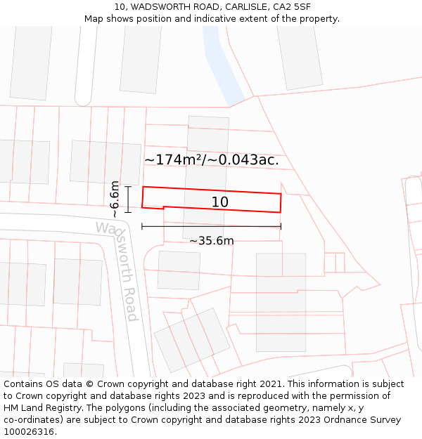 10, WADSWORTH ROAD, CARLISLE, CA2 5SF: Plot and title map