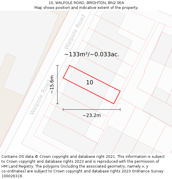 10, WALPOLE ROAD, BRIGHTON, BN2 0EA: Plot and title map