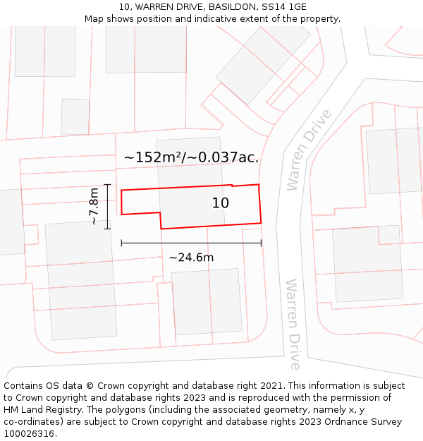 10, WARREN DRIVE, BASILDON, SS14 1GE: Plot and title map