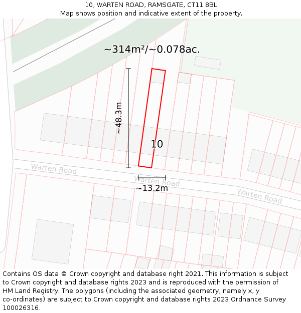 10, WARTEN ROAD, RAMSGATE, CT11 8BL: Plot and title map