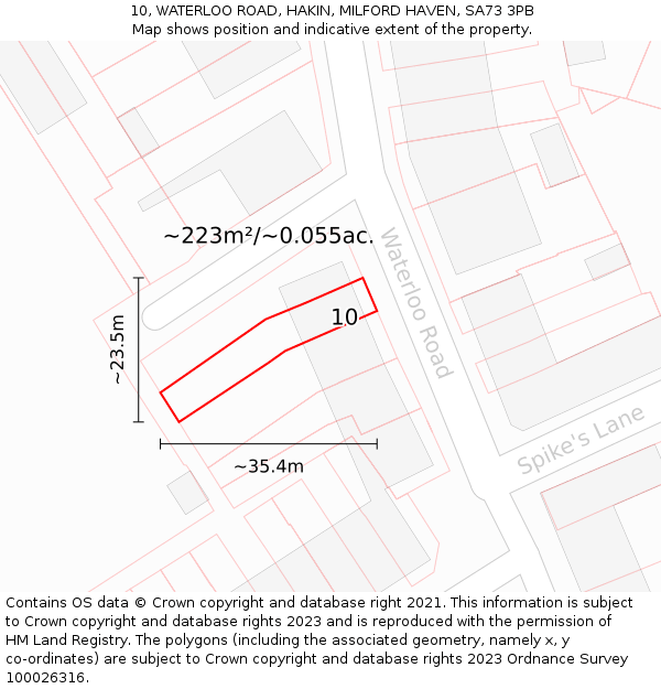 10, WATERLOO ROAD, HAKIN, MILFORD HAVEN, SA73 3PB: Plot and title map